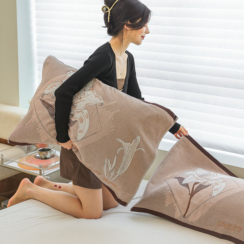 A类新疆长绒棉枕巾一对装全棉纱布加大加厚枕头盖巾纯棉成人情侣