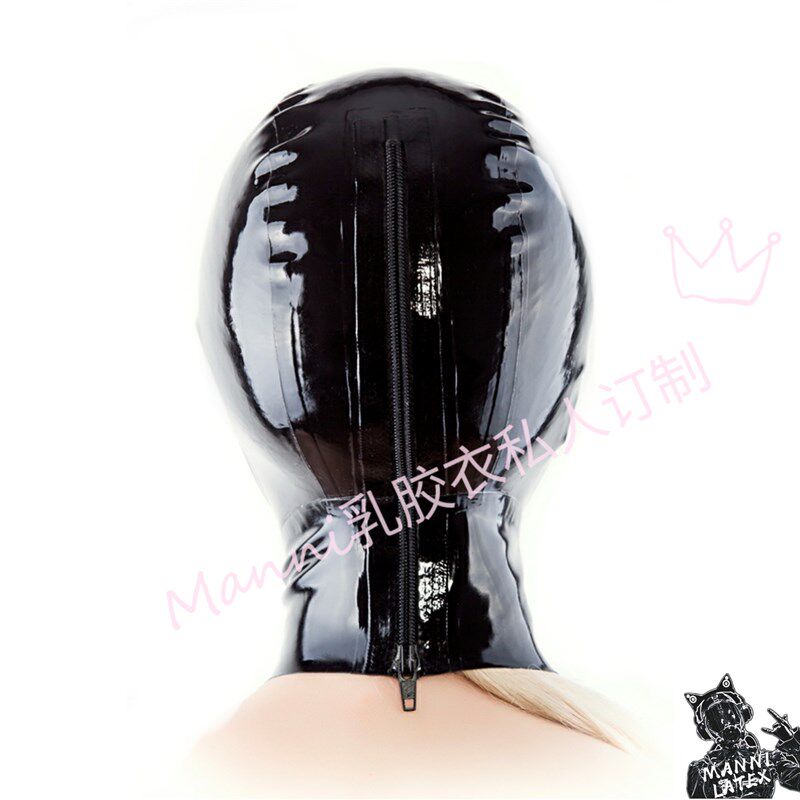 Manni乳胶头套 乳胶衣窒息定制拉链面具加牙套鼻管全包调教面罩