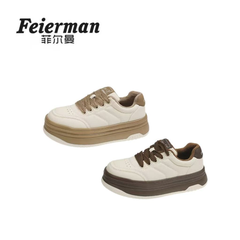 【玉米专享】FeierMan&Corn新款冬天厚底加绒小白鞋2822