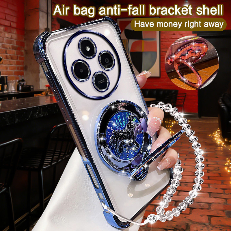 小米poco-c75手机壳国外通用全包电镀磁吸支架新年马上有钱高级感【POCO-C75国外通用】防摔轻薄简约保护壳