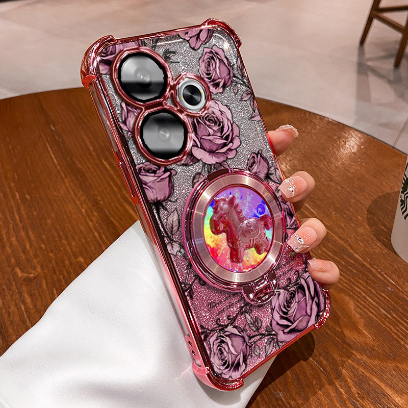 POCOM6PLUS玫瑰印花全包防摔手机壳pocom6plus马上有钱支架新年款国风国潮气囊按键精准闪粉渐变ins风网红款,3C数码配件,手机保护套/壳,淘宝优惠券,粉丝福利购,淘宝优惠卷