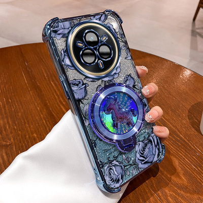 REALME14PROPLUS玫瑰印花马上有钱支架手机壳realme14proplus新年款国风国潮全包防摔软边框防摔磨砂肤感