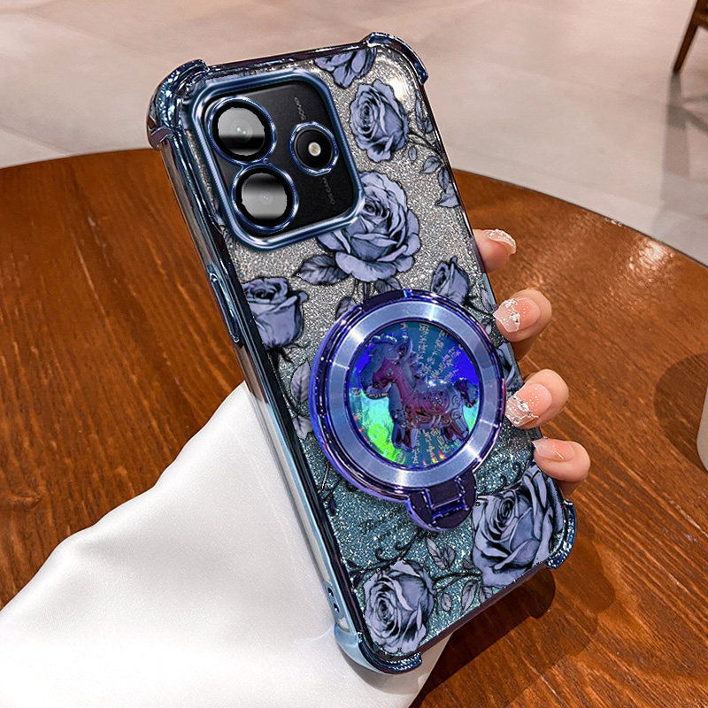 红米Note14-5G国内外通用版手机壳redminote14-5g玫瑰印花马上有钱支架新年款国风国潮全包电镀边框网红壳,3C数码配件,手机保护套/壳,淘宝优惠券,粉丝福利购,淘宝优惠卷