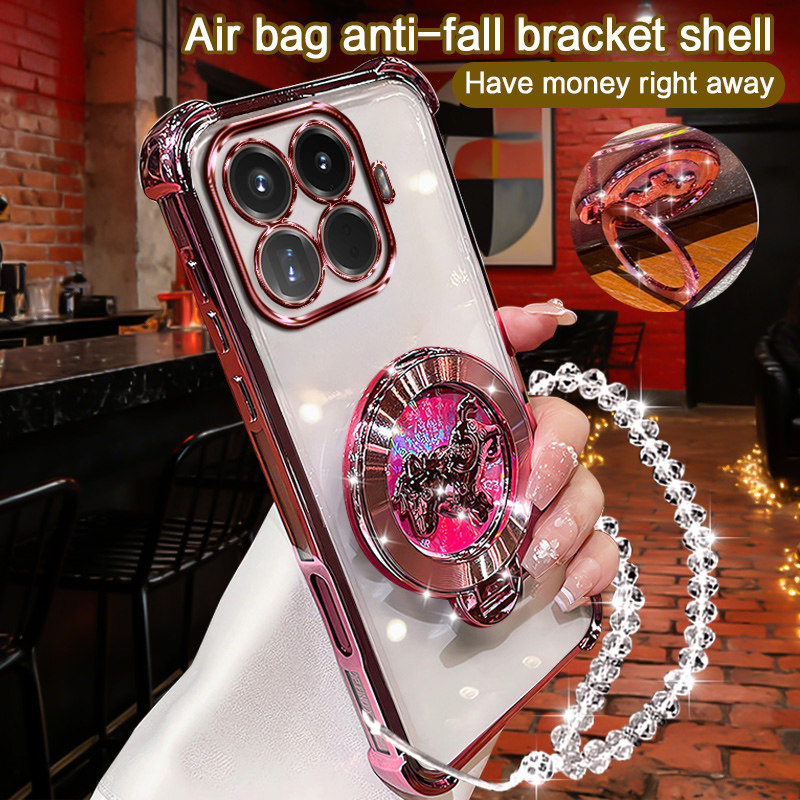 小米 15T PRO/xiaomi 15t pro 手机壳新年好运透明壳磁吸支架带手链防摔全包抗指纹防汗防滑男女保护套