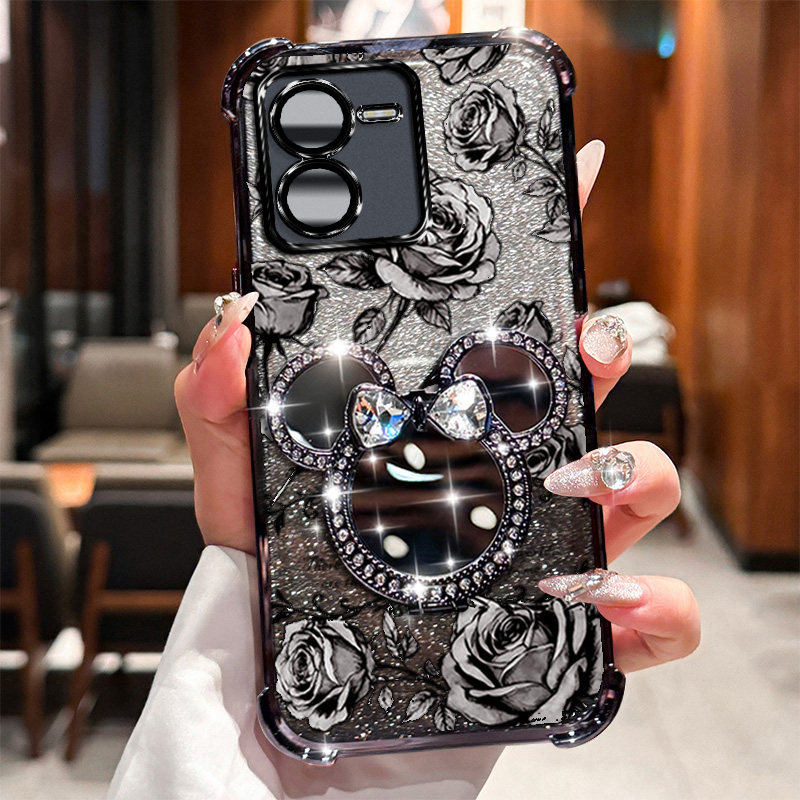 VIVOIQOOZ9X米奇旋转支架手机壳vivoiqooz9x玫瑰印花自带补妆镜全包按键精准防尘塞设计电镀边框小众不撞款,3C数码配件,手机保护套/壳,淘宝优惠券,粉丝福利购,淘宝优惠卷
