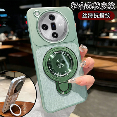 适用OPPOFindX7手机壳轻奢荔枝皮纹磁吸隐形支架全包防摔oppofindx7保护套
