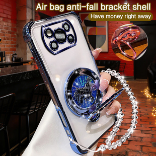 小米pocox3nfc手机壳高级感全包电镀新年磁吸支架马上有钱男女通用防刮防摔轻薄简约个性保护壳【POCOX3NFC】