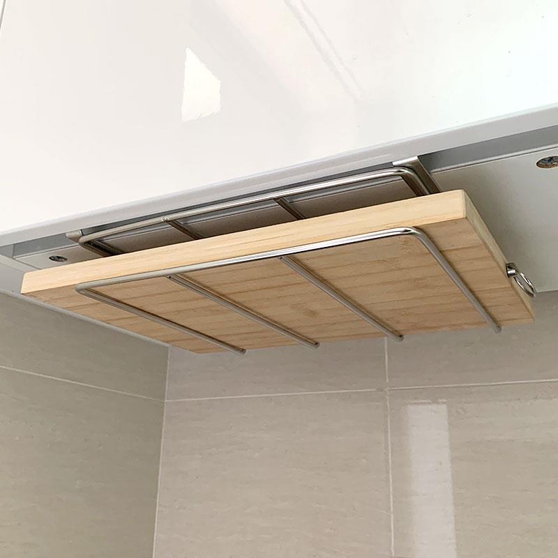 免打孔砧板架不锈钢厨房吊柜悬挂式放锅盖架案板置物架菜板收纳层