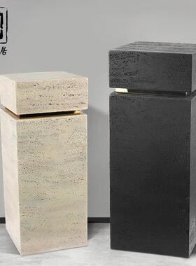 大理石基座雕塑摆台客厅电视柜旁落地玄关艺术展示台轻奢摆件底座