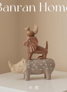 手工摆件创意树脂动物客厅玄关半然博古架装饰摆设家居饰品工艺礼