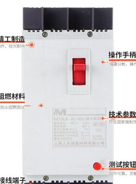 RM塑壳断路器 DZ15LE-100/390 三相 漏电保护器100A 80A 63A 三线