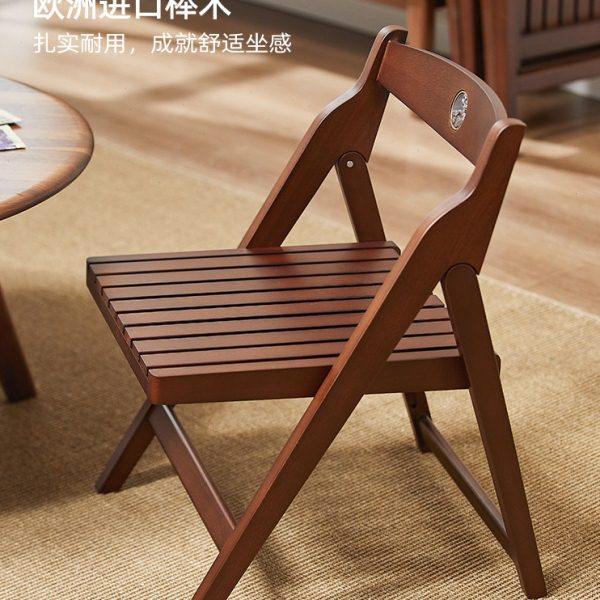 那澜多好家用可折叠椅实木餐椅靠背椅子餐椅简易不占地方的凳子