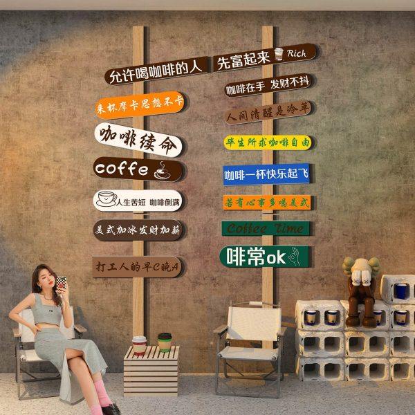 网红指示路牌打卡背景拍照区布置室内露营风咖啡馆店装饰摆件墙面