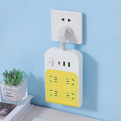 USB转换器插座漏电保护插头接线板拖插排插板不R带线无线面板多孔