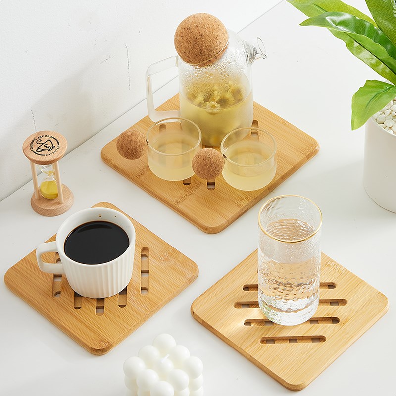 桌垫隔热垫竹质盘子垫碗垫杯垫子防滑垫卡通镂Q空款防烫餐桌垫餐