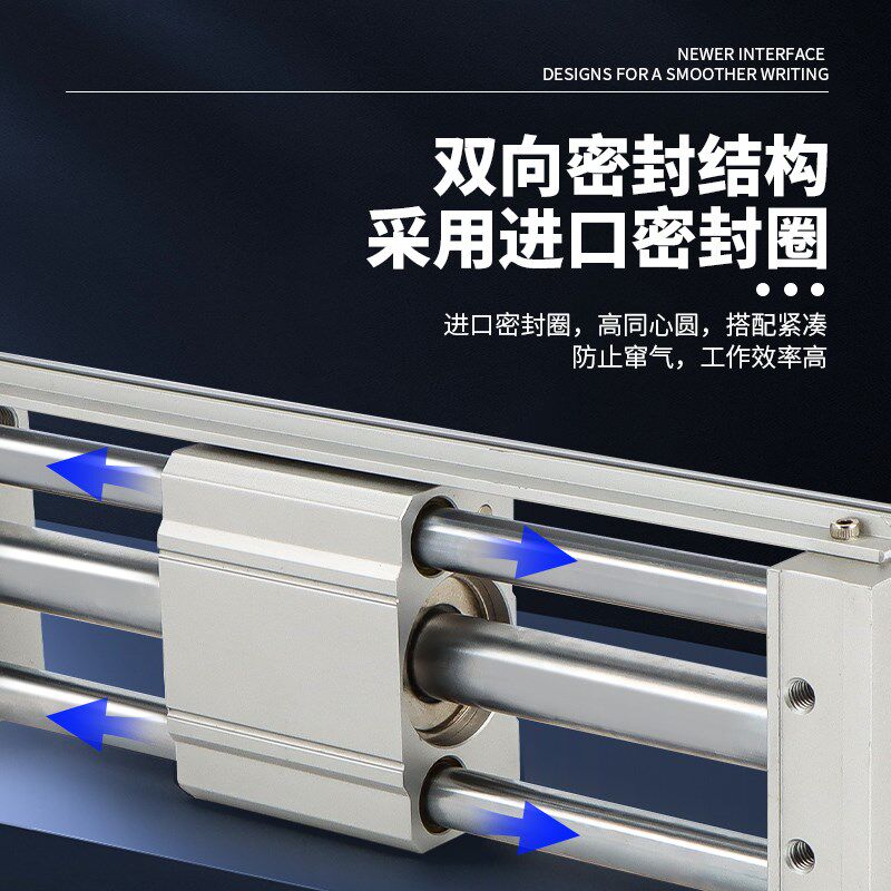 亚德客型磁耦式无杆气缸带导轨RMvT16/20/25/32/40气动滑台机械手