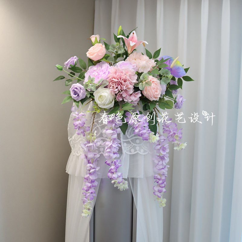 空调柜机冰箱顶上的装饰品摆件斗柜公司前台N迎宾台下垂桌摆仿真