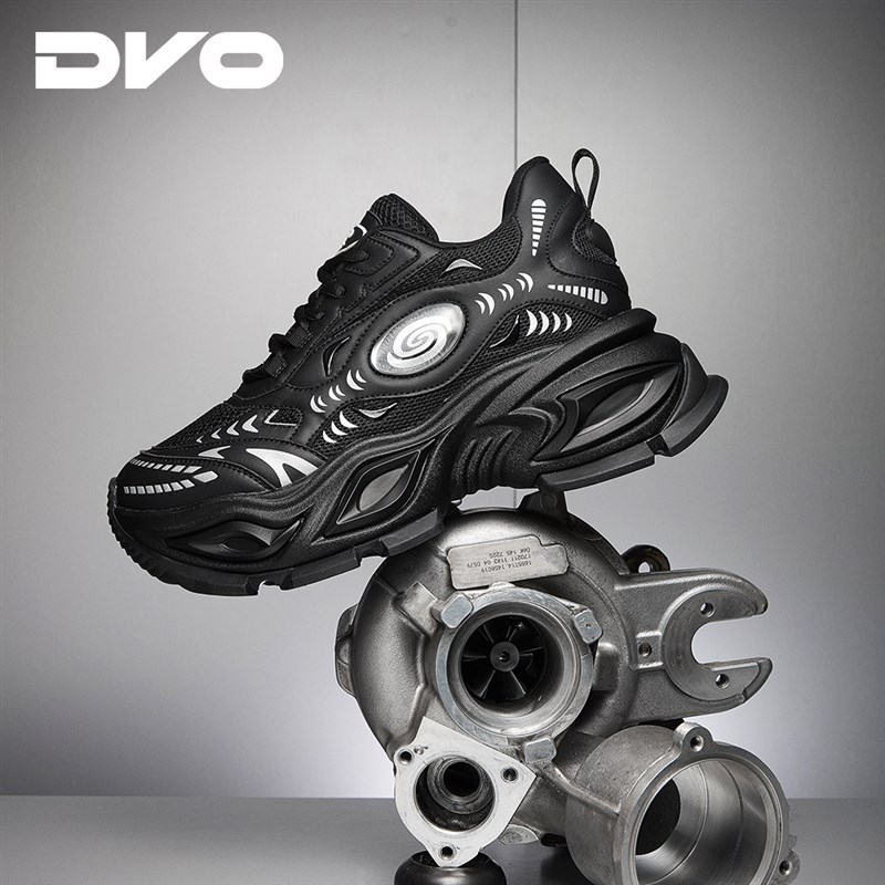 Dvo黑色爸爸鞋夏季同款男女10cm隐形内增高网透气厚底休闲鞋