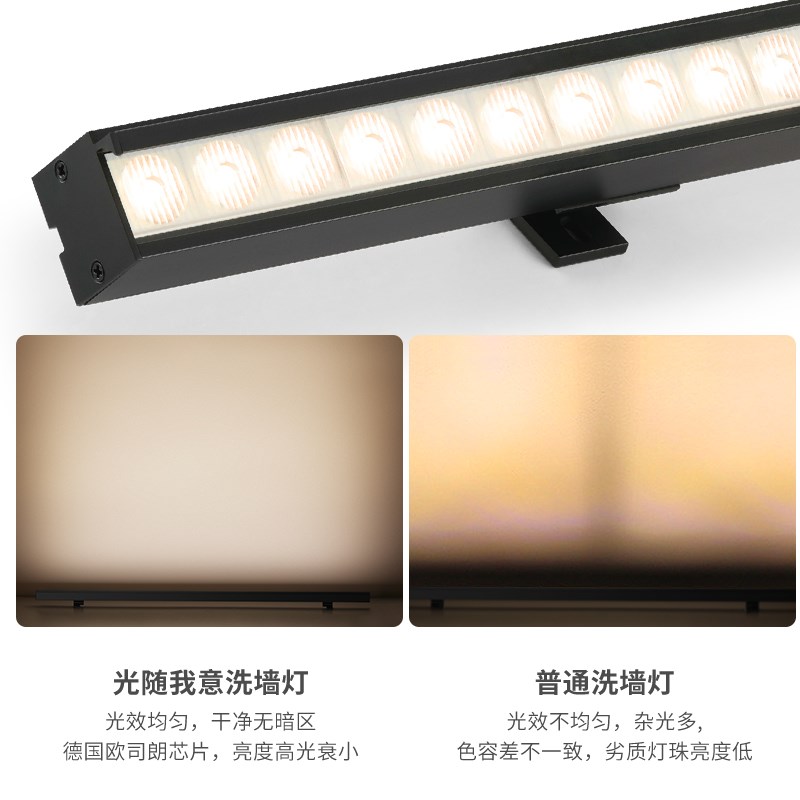 偏光24V明装led线条灯嵌入式博物馆H背景照画洗墙灯长条形格栅射