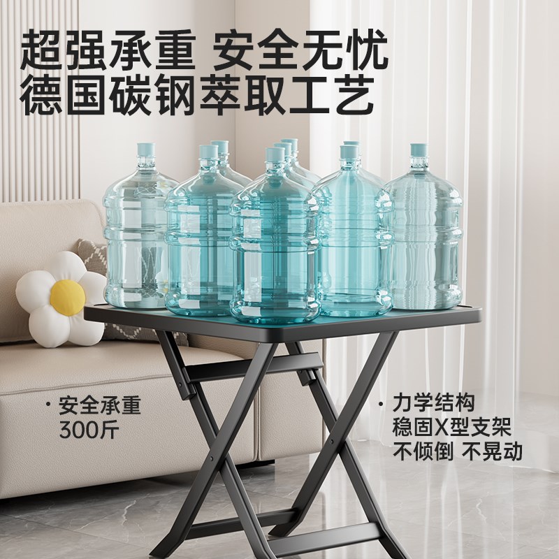 折叠桌子餐桌家用不锈钢吃饭小方桌小户型租房摆摊简易便携式圆桌