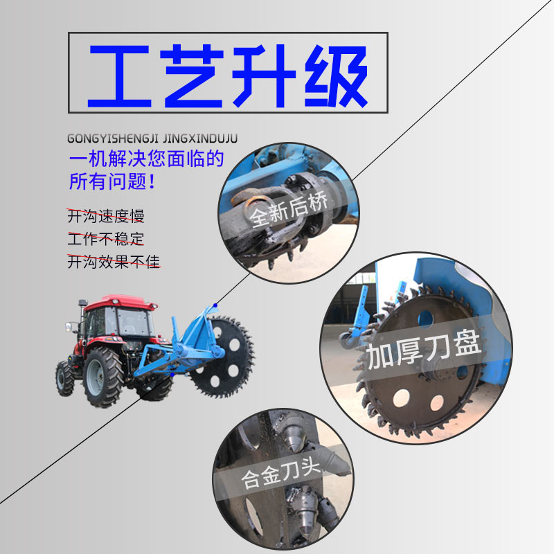 圆盘开沟机工程自来n水管道拖拉机带动路沿石大型水泥路挖沟开槽