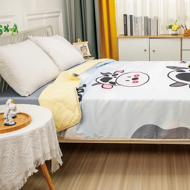 卡通可爱牛牛空调被夏天r单人可水洗机洗小毯子薄被子春秋款儿童