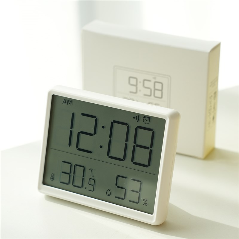 家用室内温湿度计 学生宿舍闹钟 磁吸冰箱贴温湿度数字闹钟K