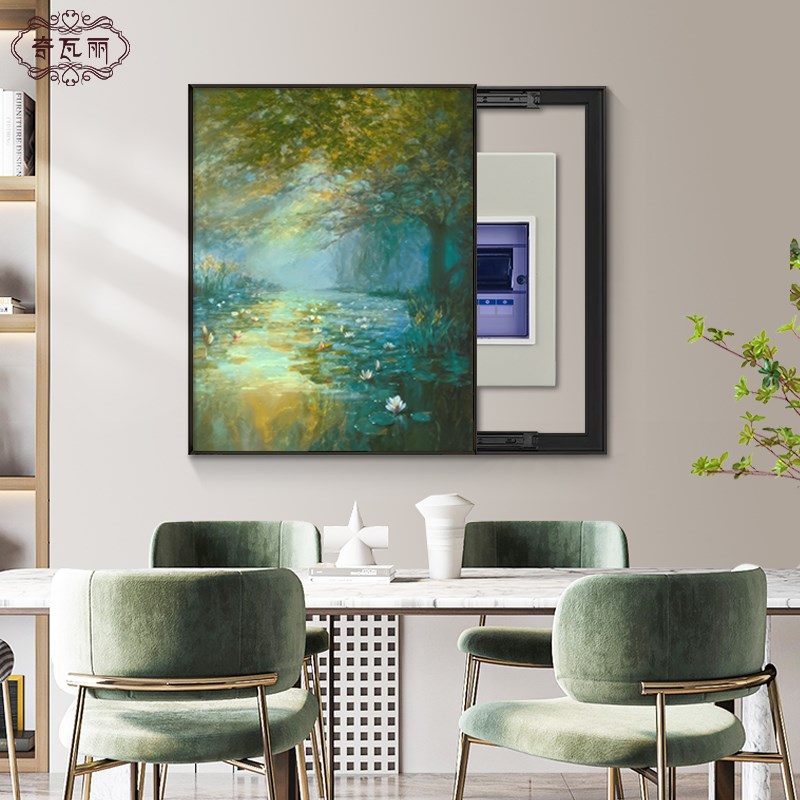 莫奈油画 画电表箱装饰画 画竖款遮挡电闸盒配电箱挂画 画轻奢高