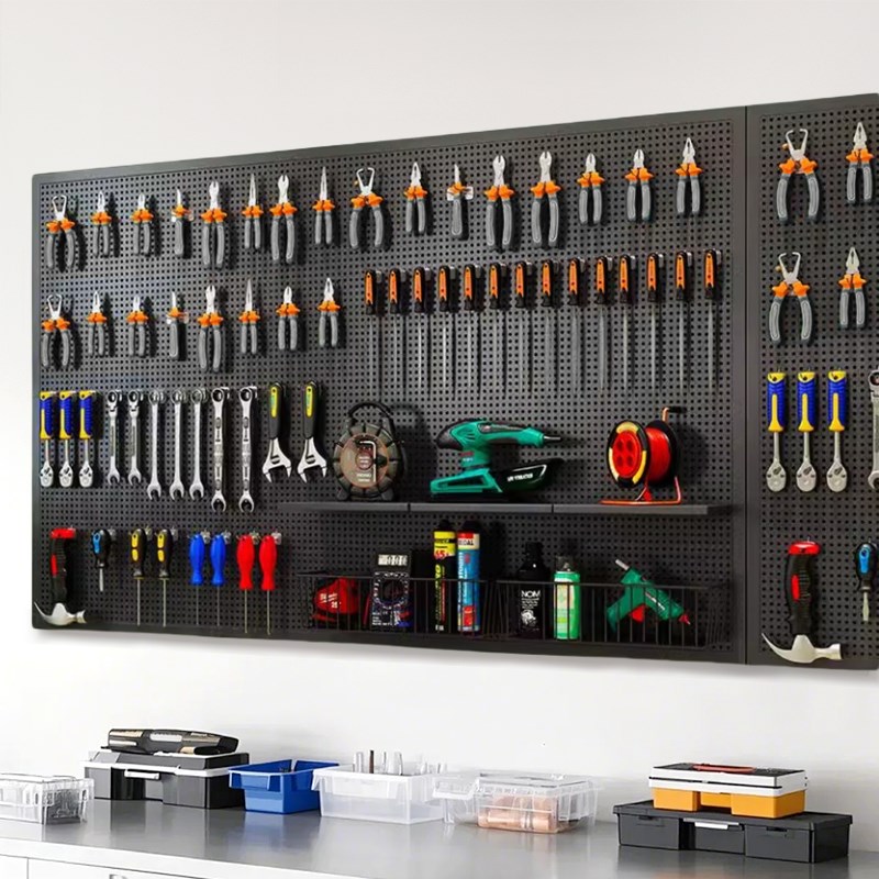 德国工具墙洞洞板万能挂板收纳架子墙上置物架冲孔板不锈钢整理架