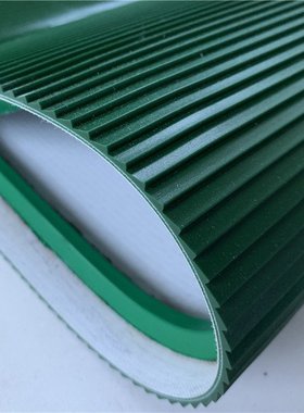 PVC搓衣板输送带绿色横条花纹防滑圆管爬坡白色楼梯格传送带定制