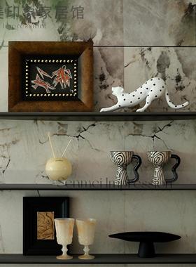 现代新古典客厅背景柜装饰品样板间餐边柜书柜摆件售楼处软装搭配