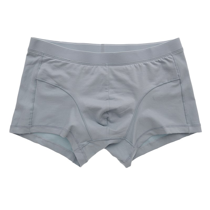 立体剪裁~简约纯色青年棉质平角裤中腰四角裤U凸黑U色抑菌男士内