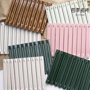 复古凹凸长条形马赛克墨绿立体瓷砖浴室餐厅吧台玄关窑变背景墙砖