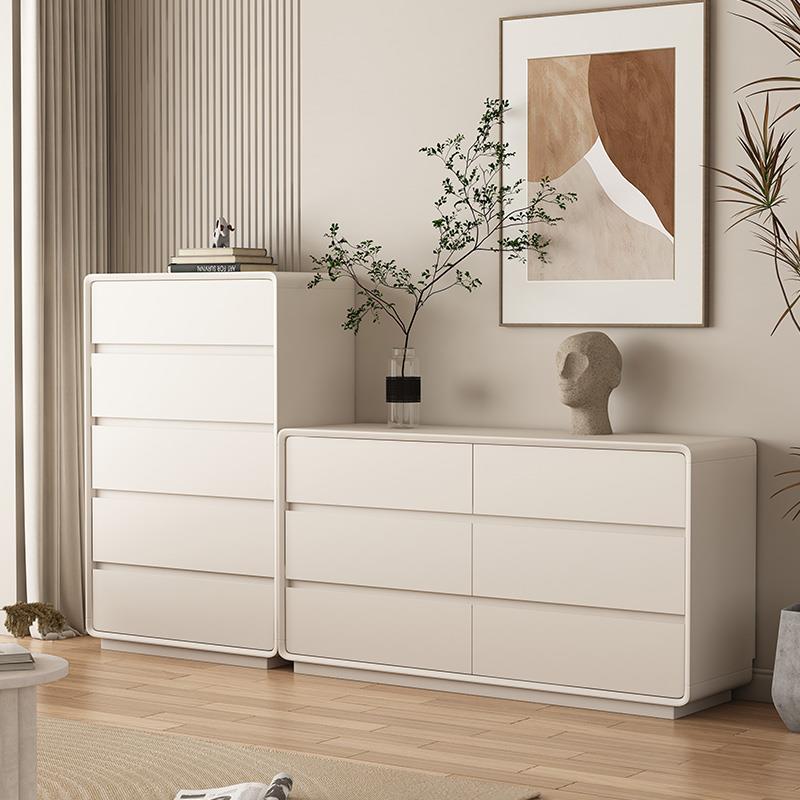 实木烤漆奶油风斗柜卧室靠墙八斗床尾柜简约现代大容量客厅五斗柜