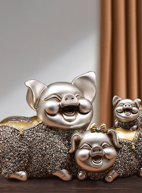 现代家居客厅饰品摆件欧式电视柜酒柜装饰品创意幸福猪工艺品摆设