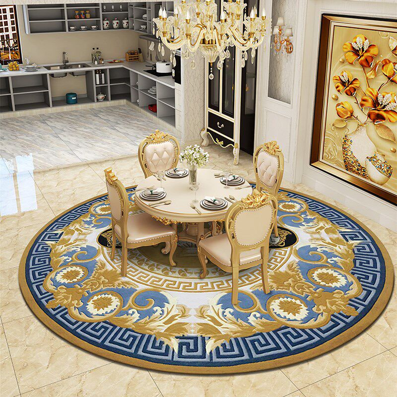 木兰进口羊毛圆形欧美餐厅客厅餐桌卧室床边书房家用手工定制地毯