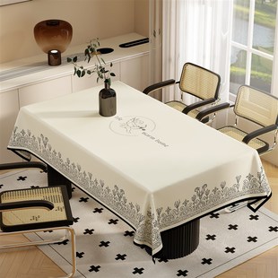 轻奢高级感家用长方桌台布 餐桌布防水防油防烫免洗桌布现代法式