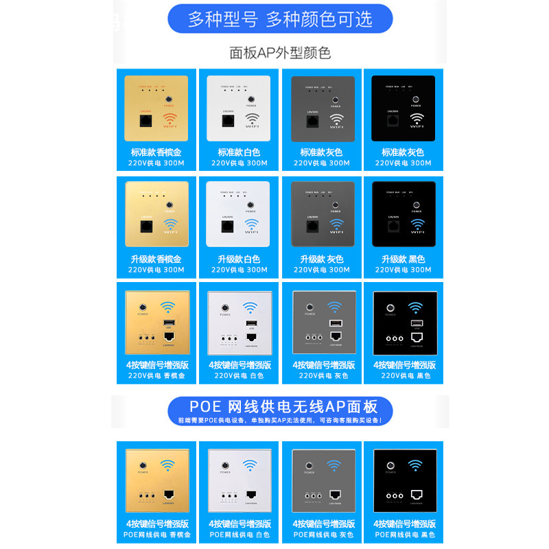 墙壁WiFi路由器无线WiFi千兆智能网络插座AP面板家用全屋覆盖组网