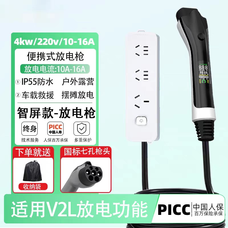 新能源充放电一体枪电动汽车可携式随车户外放电插排比亚迪充电枪