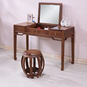 鸡翅木梳妆台小户型卧室中式 实木红木化妆台镜子可藏全实木化妆桌