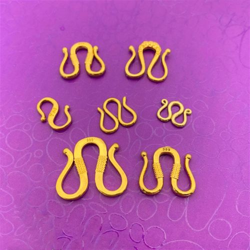 沙金镀黄金项链M扣黄铜手链999S扣麻钢印W扣连接口不掉色DIY配件