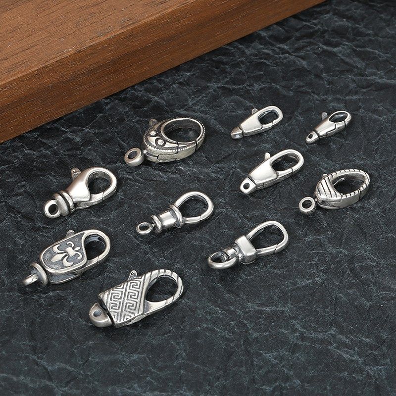 泰银DIY手工饰品手链项链扣配件连接头转动龙虾扣弹簧扣S925纯银