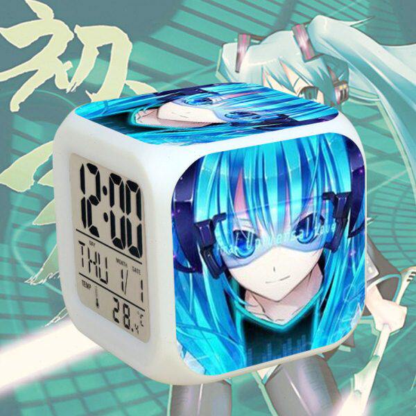 动漫周边闹钟 初音未来七彩变色闹钟 学生卧室夜灯镜音 变色闹钟
