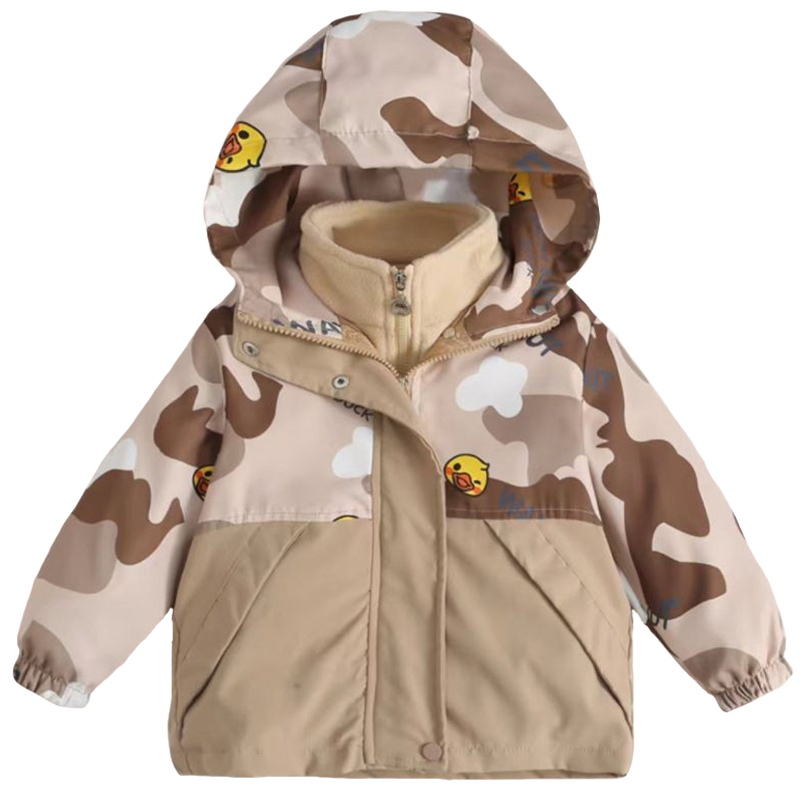 小黄鸭童装儿童羽绒衣冲锋衣男童女童冬装三合一宝宝加厚外套秋装