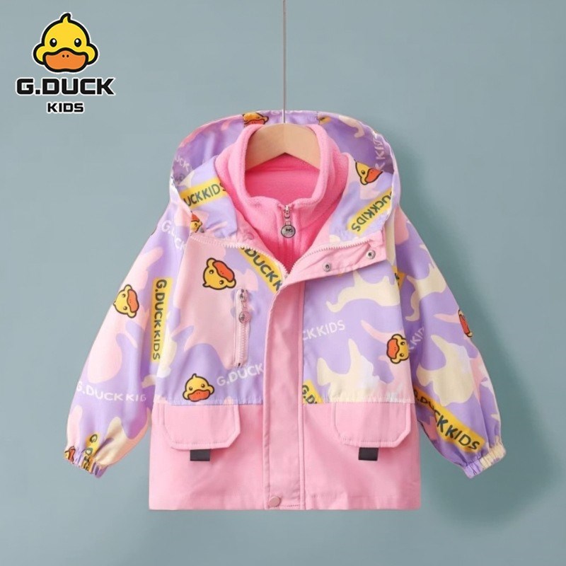小黄鸭童装儿童三合一冲锋衣男童秋冬装女童羽绒服内胆宝宝厚外套