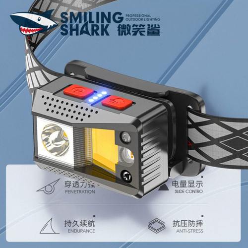 感应头灯夜钓钓鱼专用强光充电超轻带磁铁吸附户外红光警示头戴灯