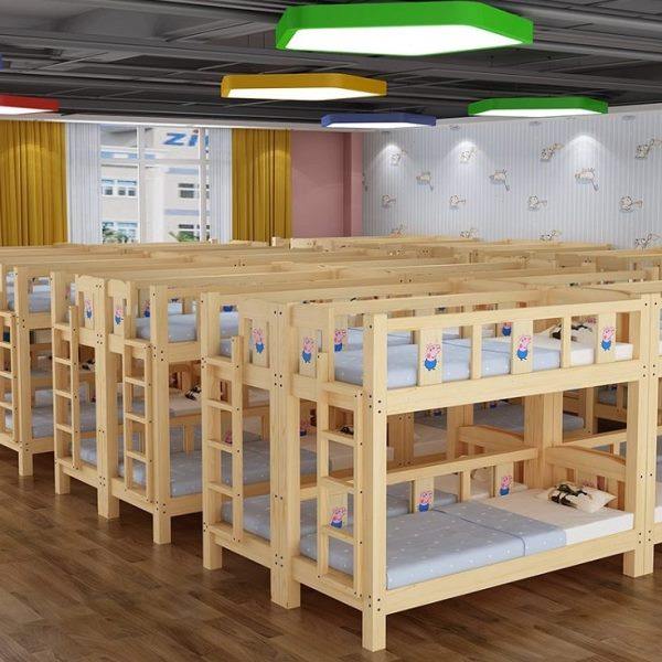 儿童双层实木床幼儿园带护栏专用午休床小学生托管班宿舍高低床铺,商业/办公家具,学校双层床/宿舍床,淘宝优惠券,粉丝福利购,淘宝优惠卷