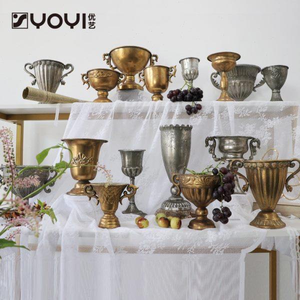 花翁鲜花花瓶欧式家居装饰摆件做旧金属花器奖杯花瓮复古铁艺花樽,鲜花速递/花卉仿真/绿植园艺,花艺包装盒,淘宝优惠券,粉丝福利购,淘宝优惠卷