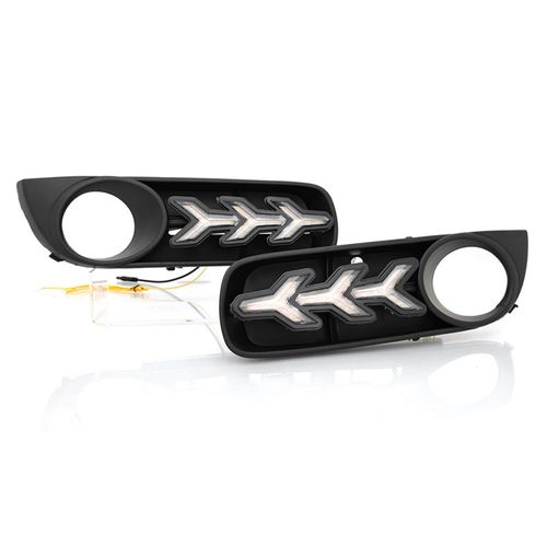 适用于08-11款斯柯达晶锐前雾灯改装LEDM流光日行灯前杠行车装饰