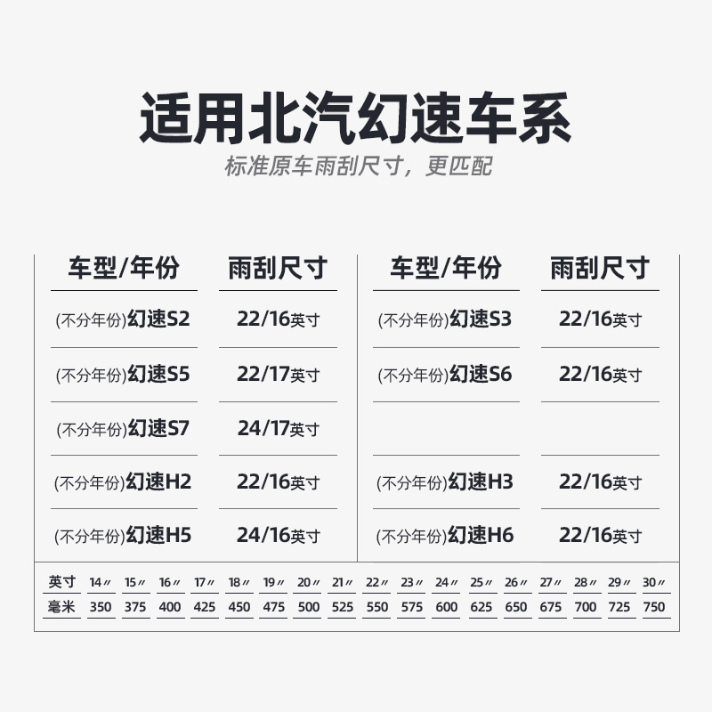 北汽幻速雨刮器S3/S5原装Su6H2无骨S3L胶条H2E前H3配件H3F雨刷
